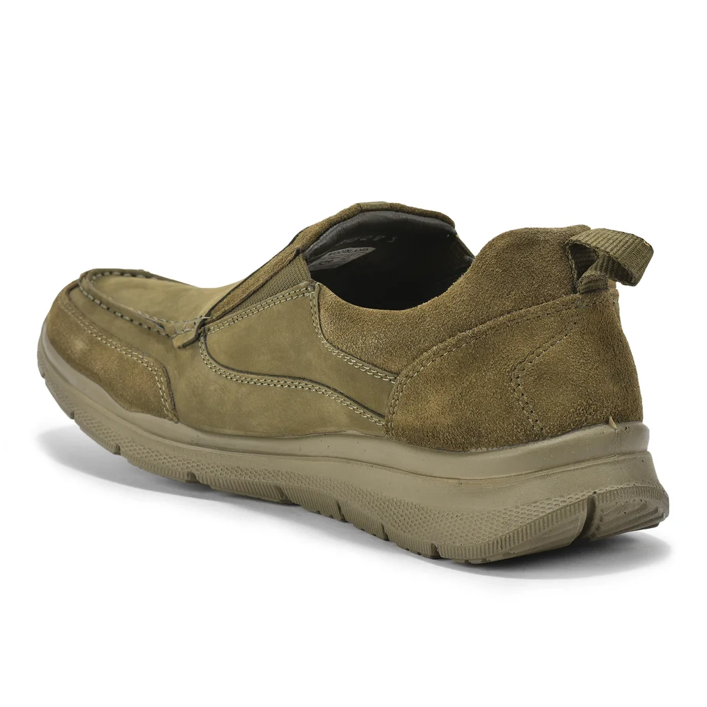 Olive green casual slip-on shoes for men - Thumbnail 6