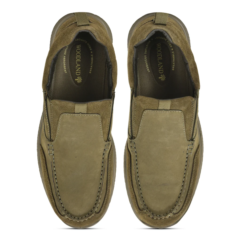Olive green casual slip-on shoes for men - Thumbnail 7