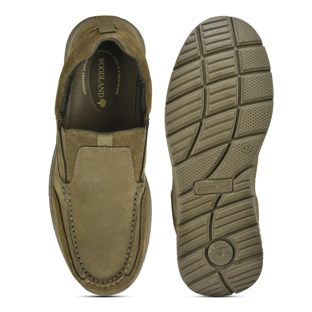 Olive green casual slip-on shoes for men - Thumbnail 8