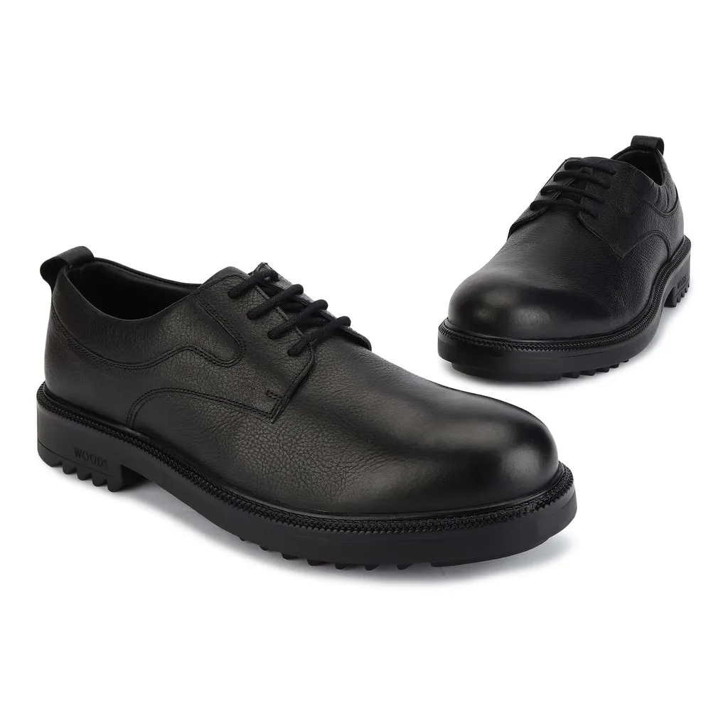 Woods Men Black Leather Lace-up Shoes - Thumbnail 2