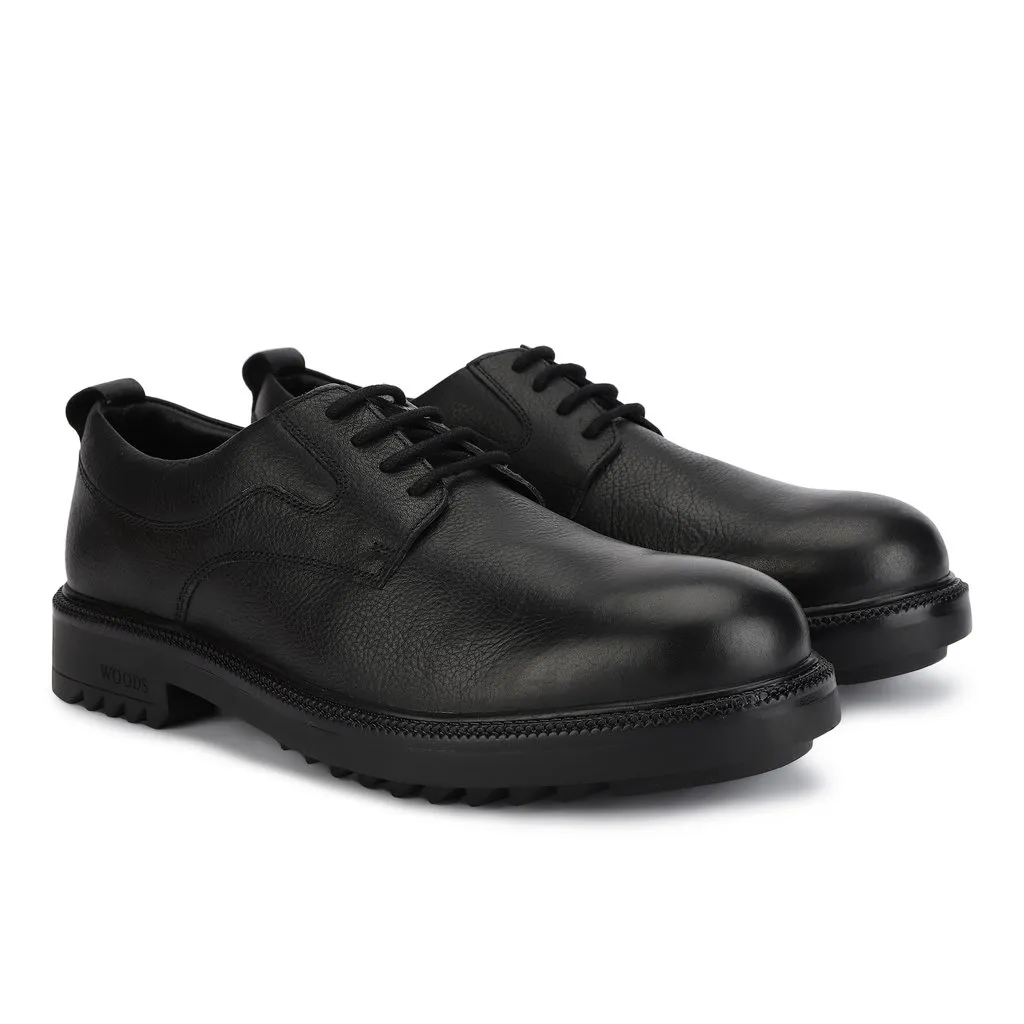 Woods Men Black Leather Lace-up Shoes - Thumbnail 4