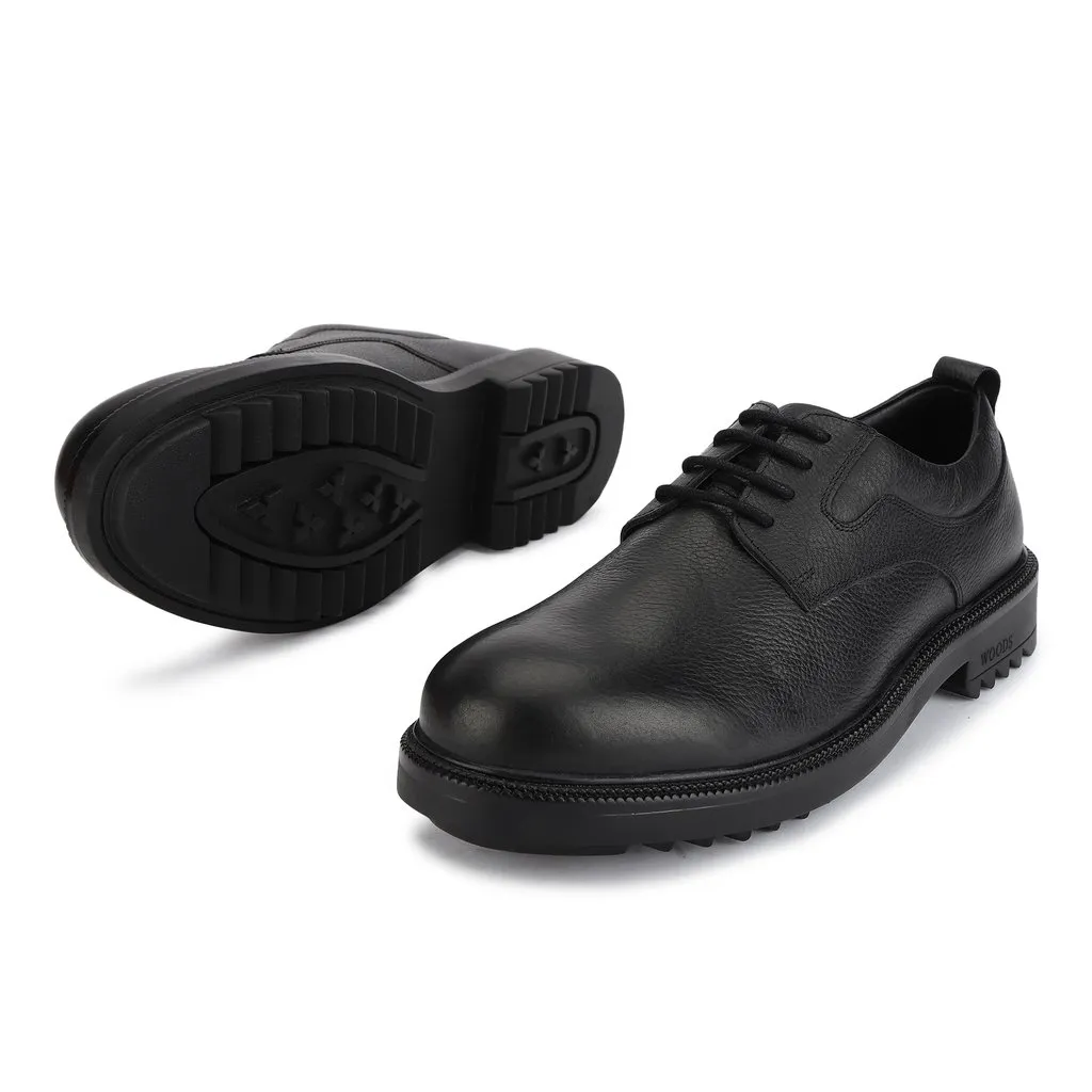 Woods Men Black Leather Lace-up Shoes - Thumbnail 5