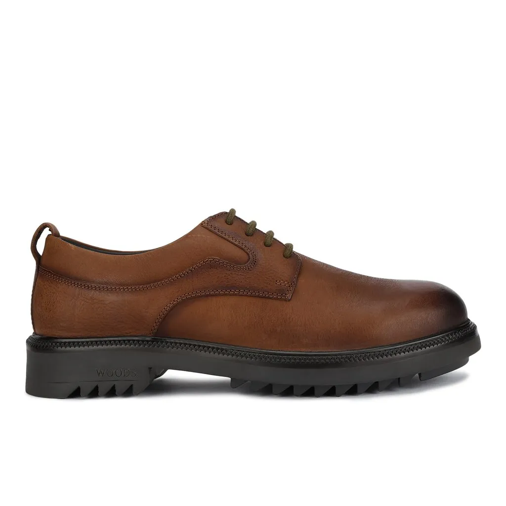 Woods Men Tan Leather Lace-up Shoes - Image 1