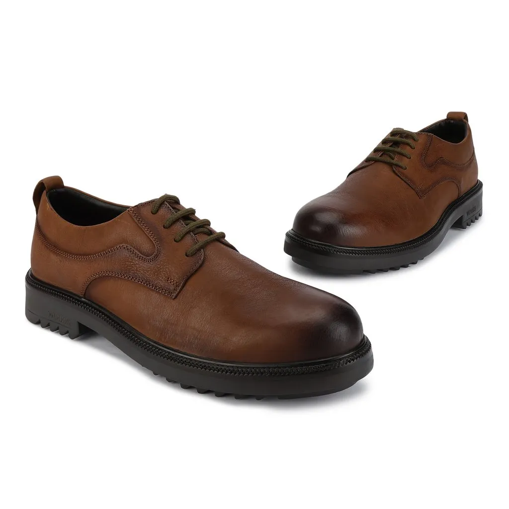 Woods Men Tan Leather Lace-up Shoes - Thumbnail 2
