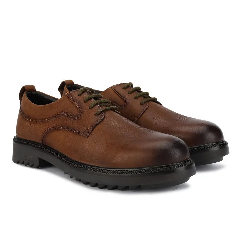 Woods Men Tan Leather Lace-up Shoes - Thumbnail 4