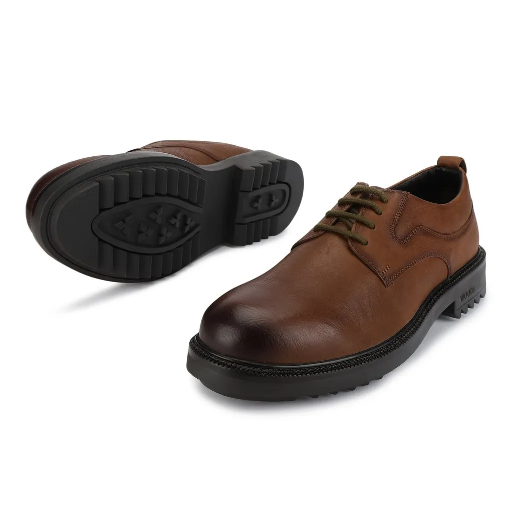 Woods Men Tan Leather Lace-up Shoes - Thumbnail 5