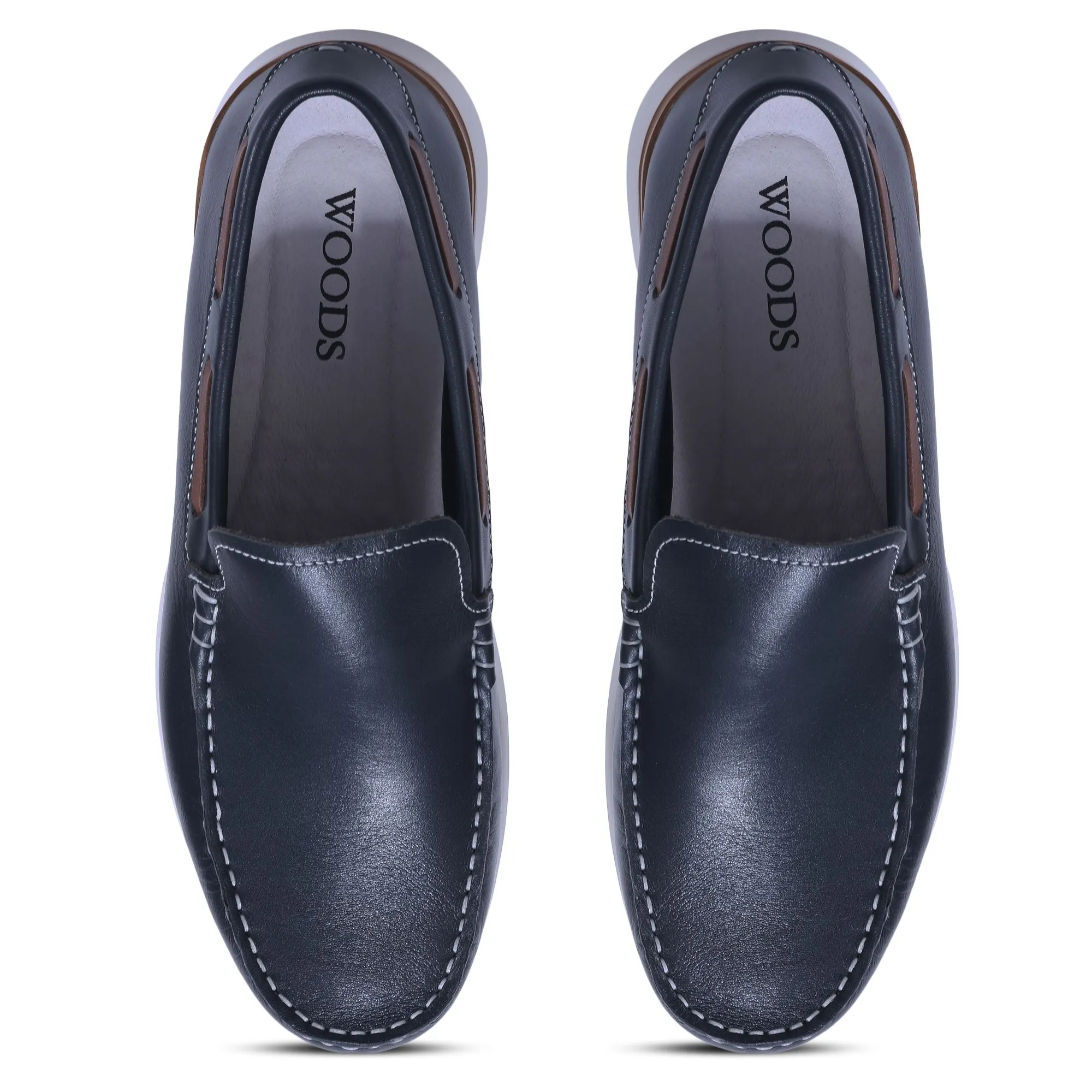 Woods navy casual loafers for men - Thumbnail 3