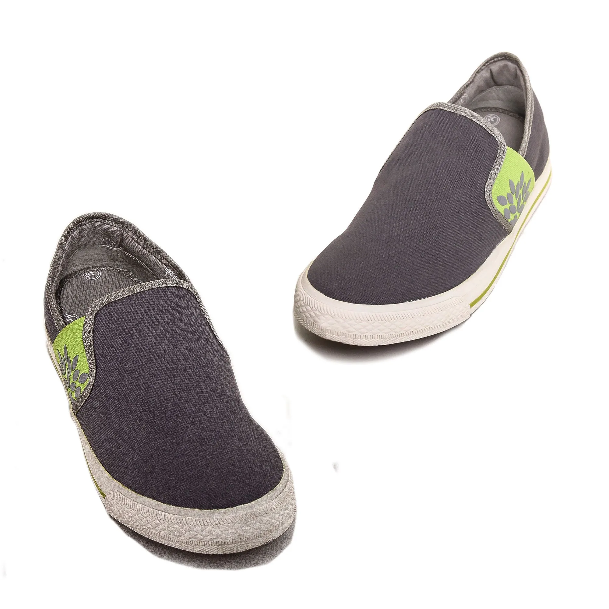 Lgrey/Apple green Slip on canvas shoes for men - Thumbnail 2
