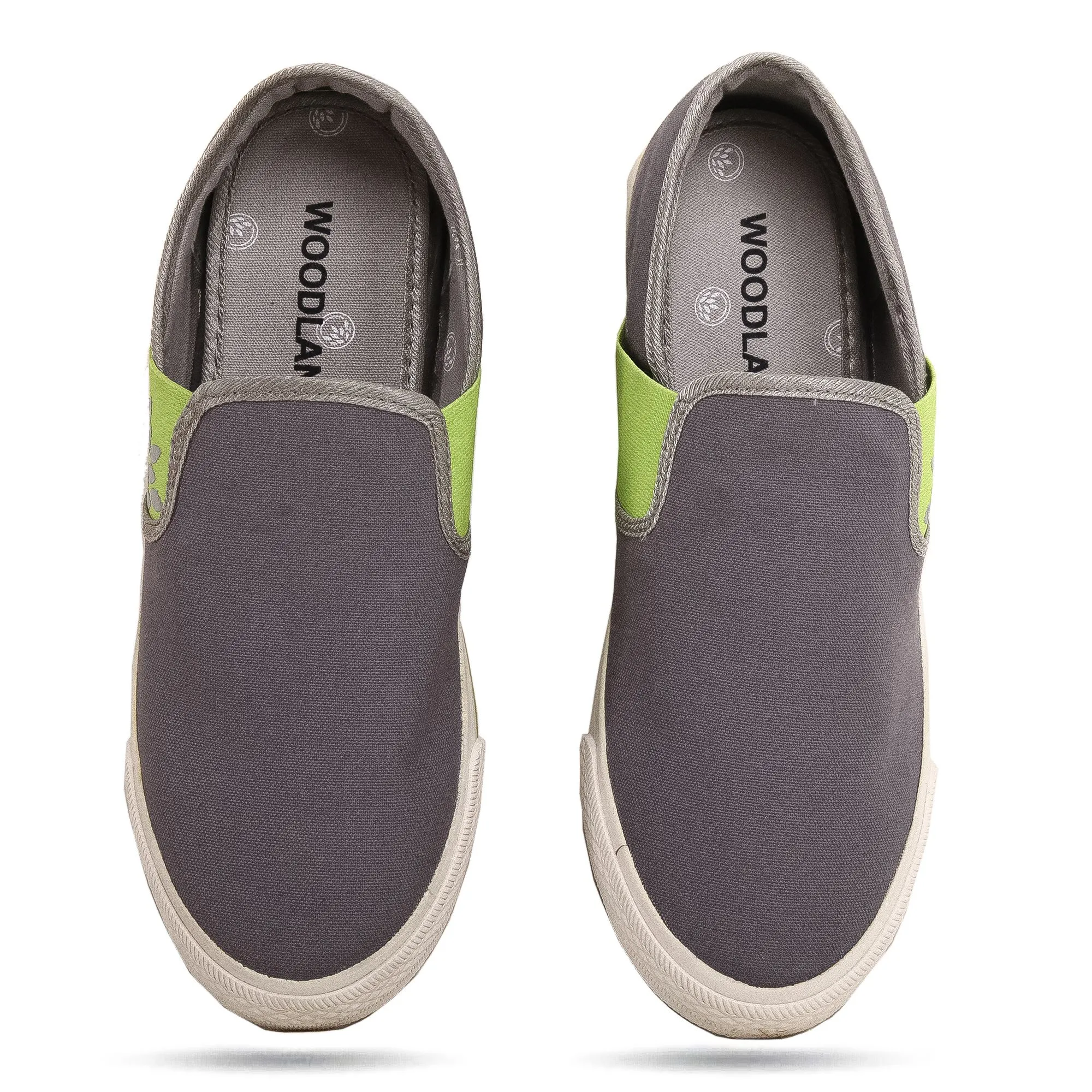 Lgrey/Apple green Slip on canvas shoes for men - Thumbnail 3