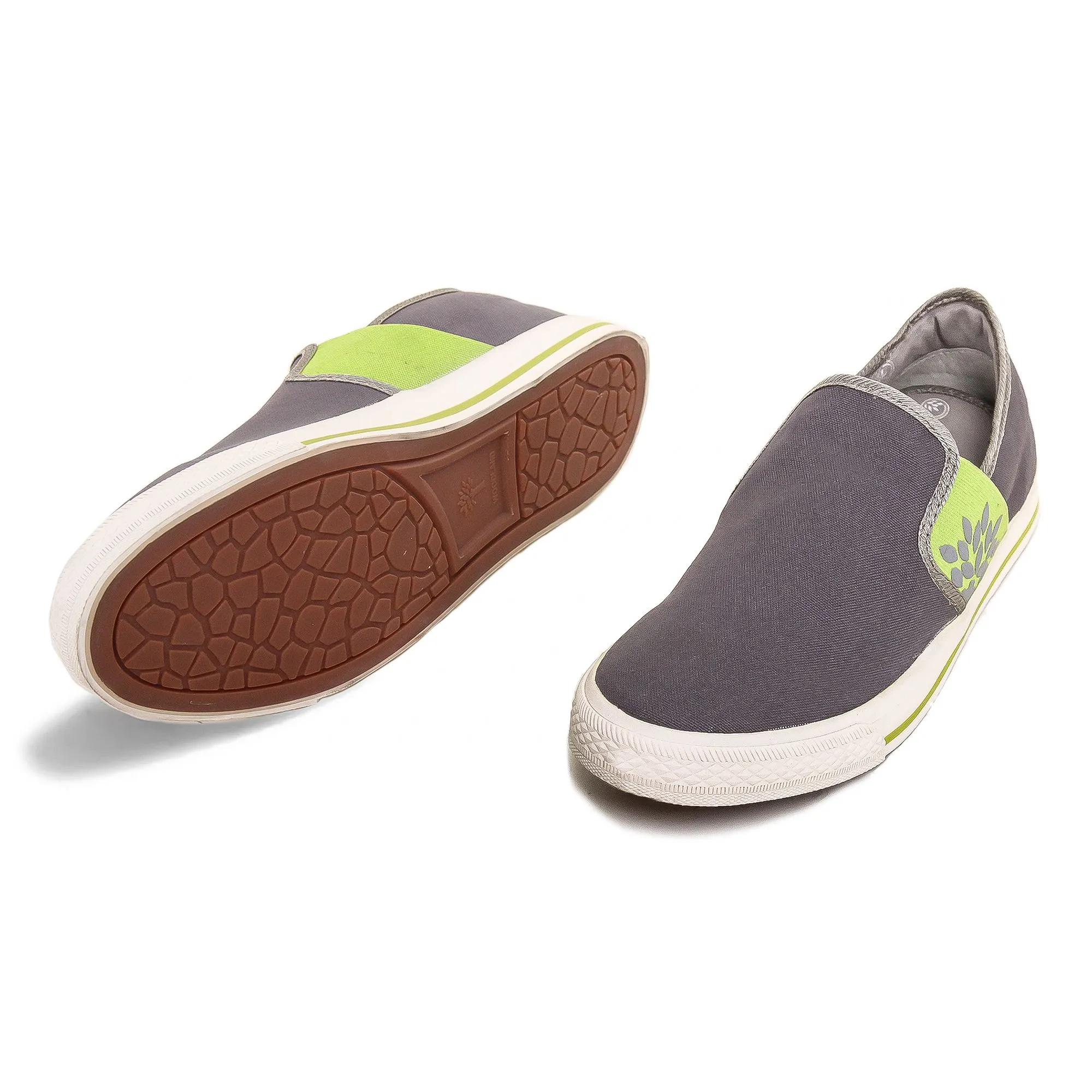 Lgrey/Apple green Slip on canvas shoes for men - Thumbnail 4