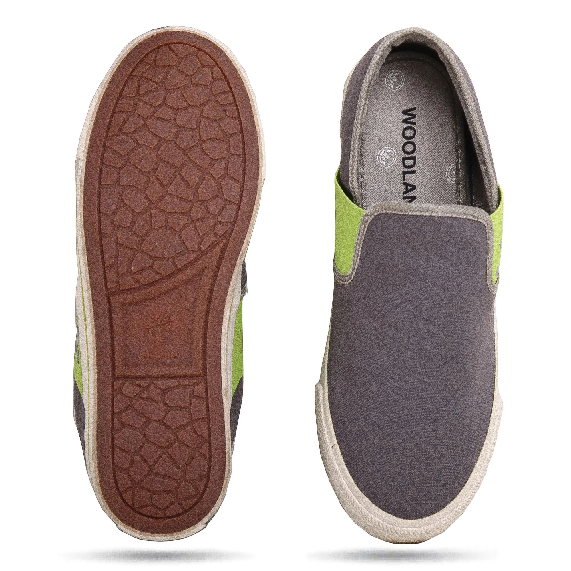 Lgrey/Apple green Slip on canvas shoes for men - Thumbnail 6