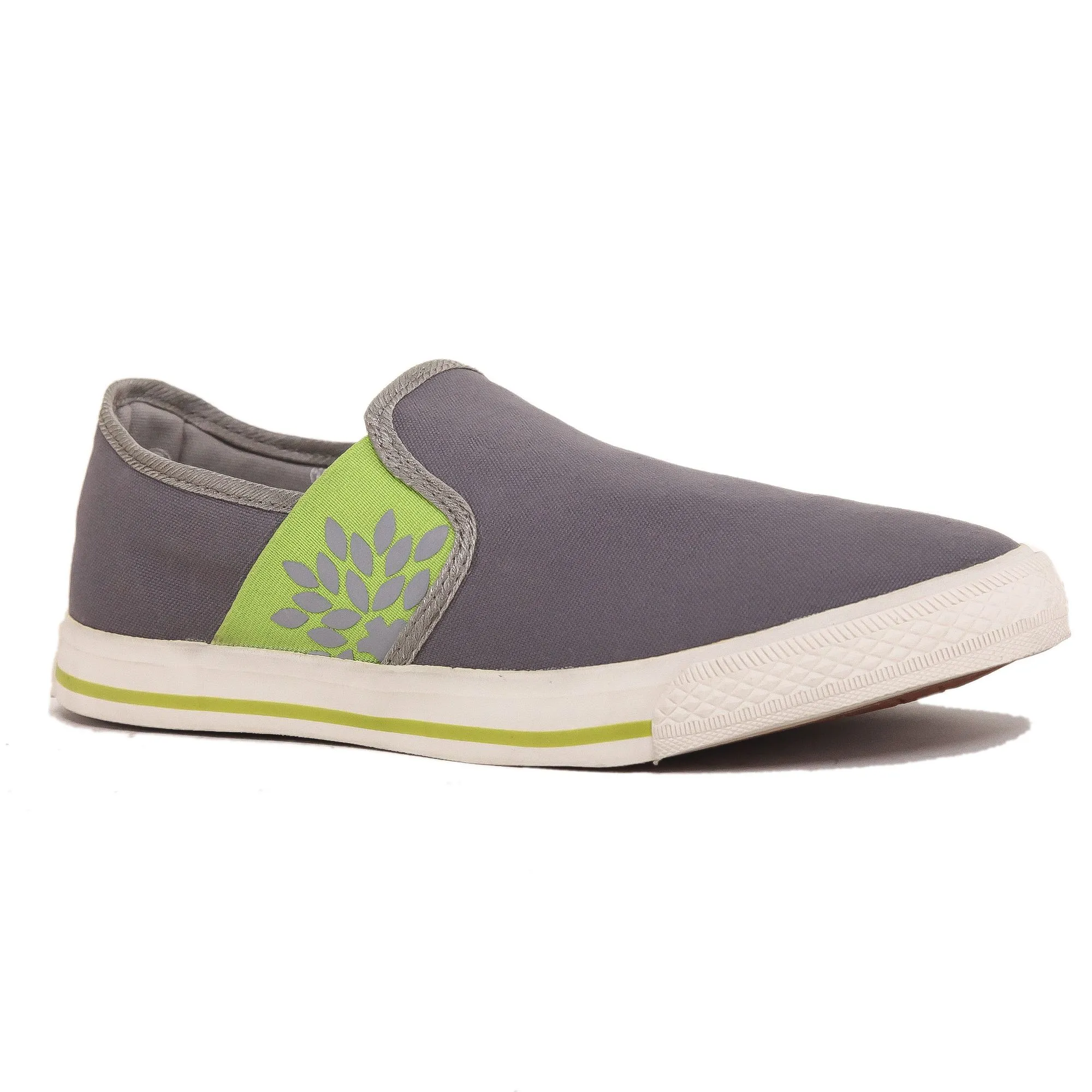 Lgrey/Apple green Slip on canvas shoes for men - Thumbnail 7