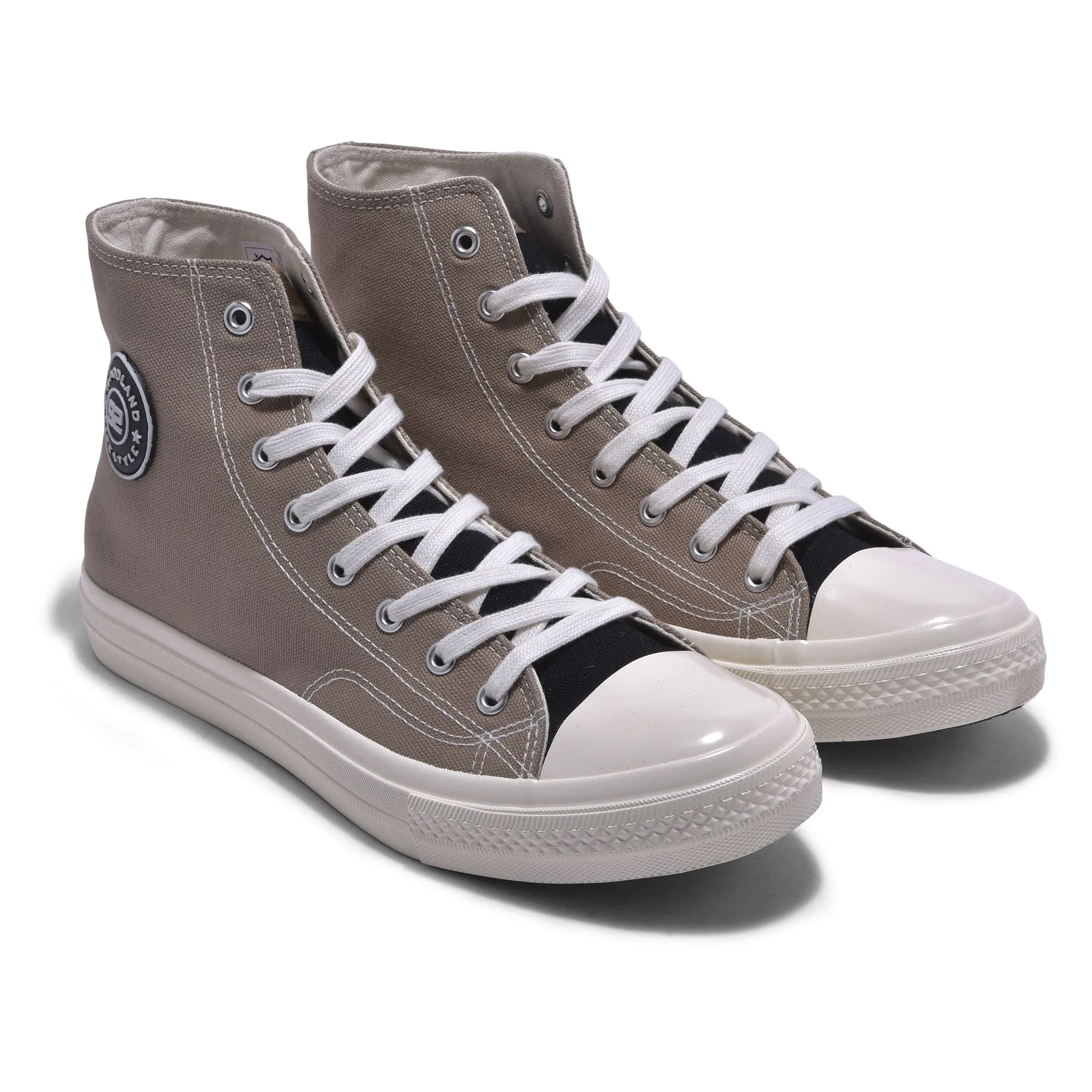 Beige high ankle canvas sneaker for men - Thumbnail 6