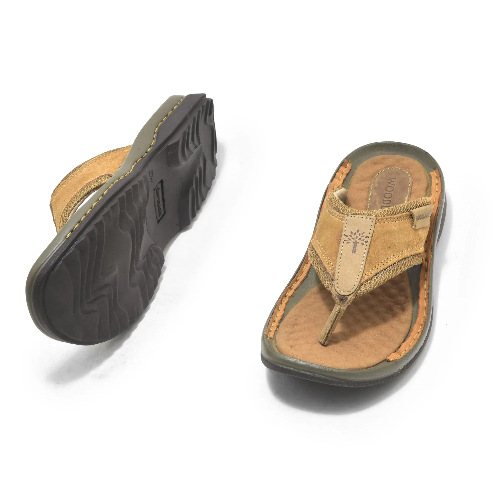 Camel Leather Slipper for Men - Thumbnail 4