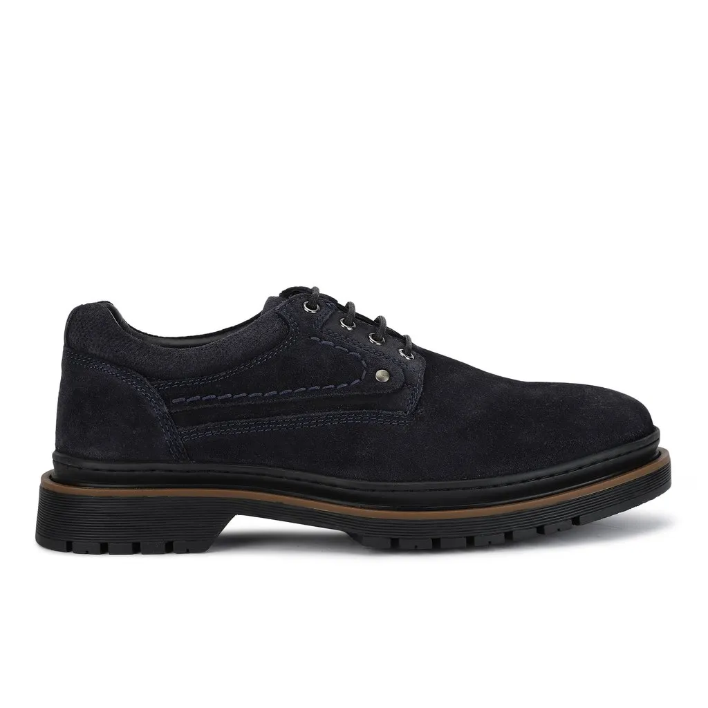 Navy Suede Lace-up Shoes for Men - Image 1