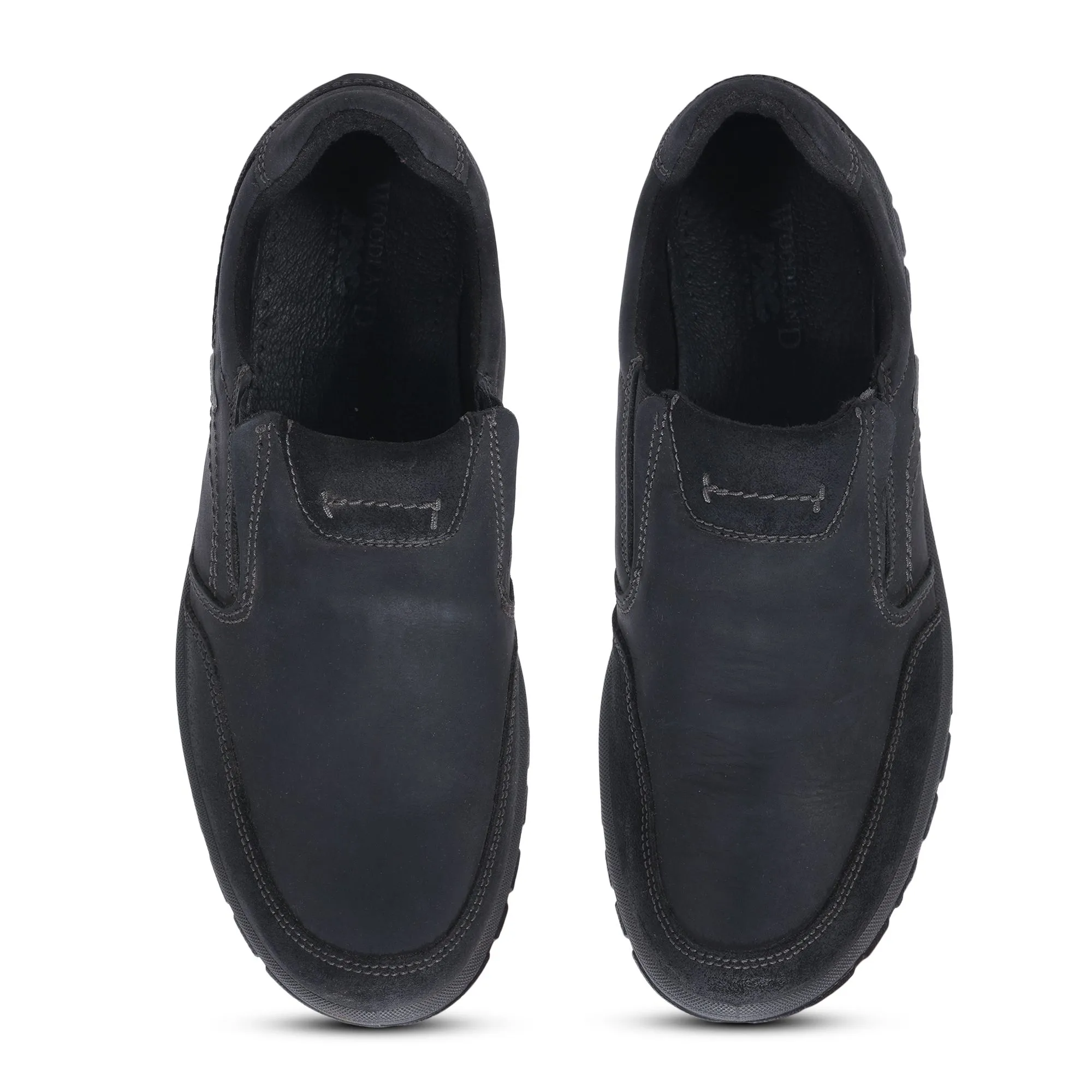 WOODLAND CASUAL BLACK SLIP-ON SHOES - Thumbnail 3