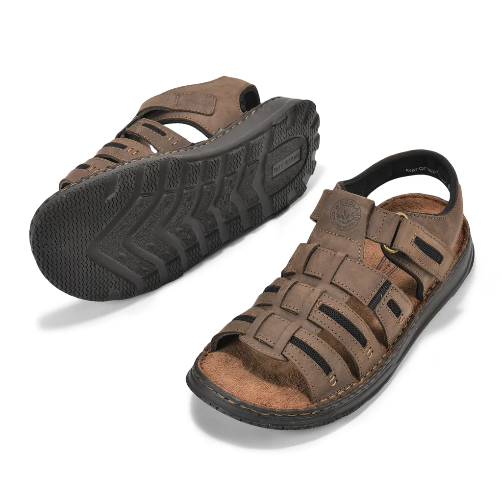 Smart dark brown sandals for men - Thumbnail 3