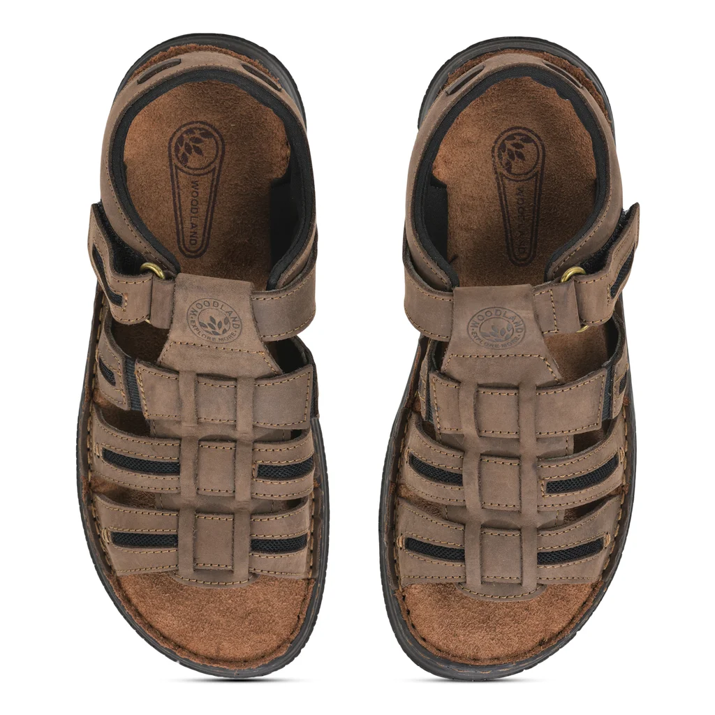 Smart dark brown sandals for men - Thumbnail 4