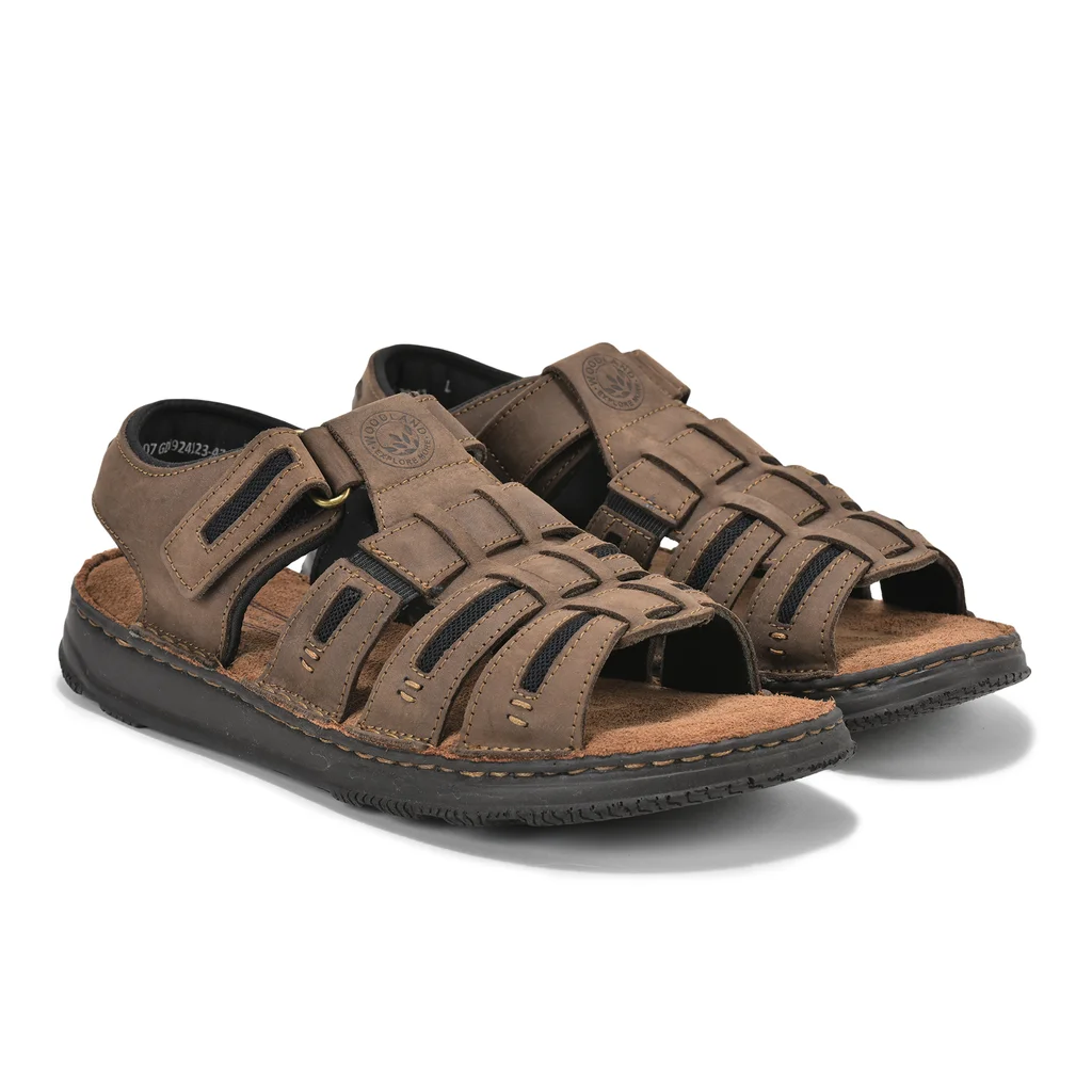 Smart dark brown sandals for men - Thumbnail 6