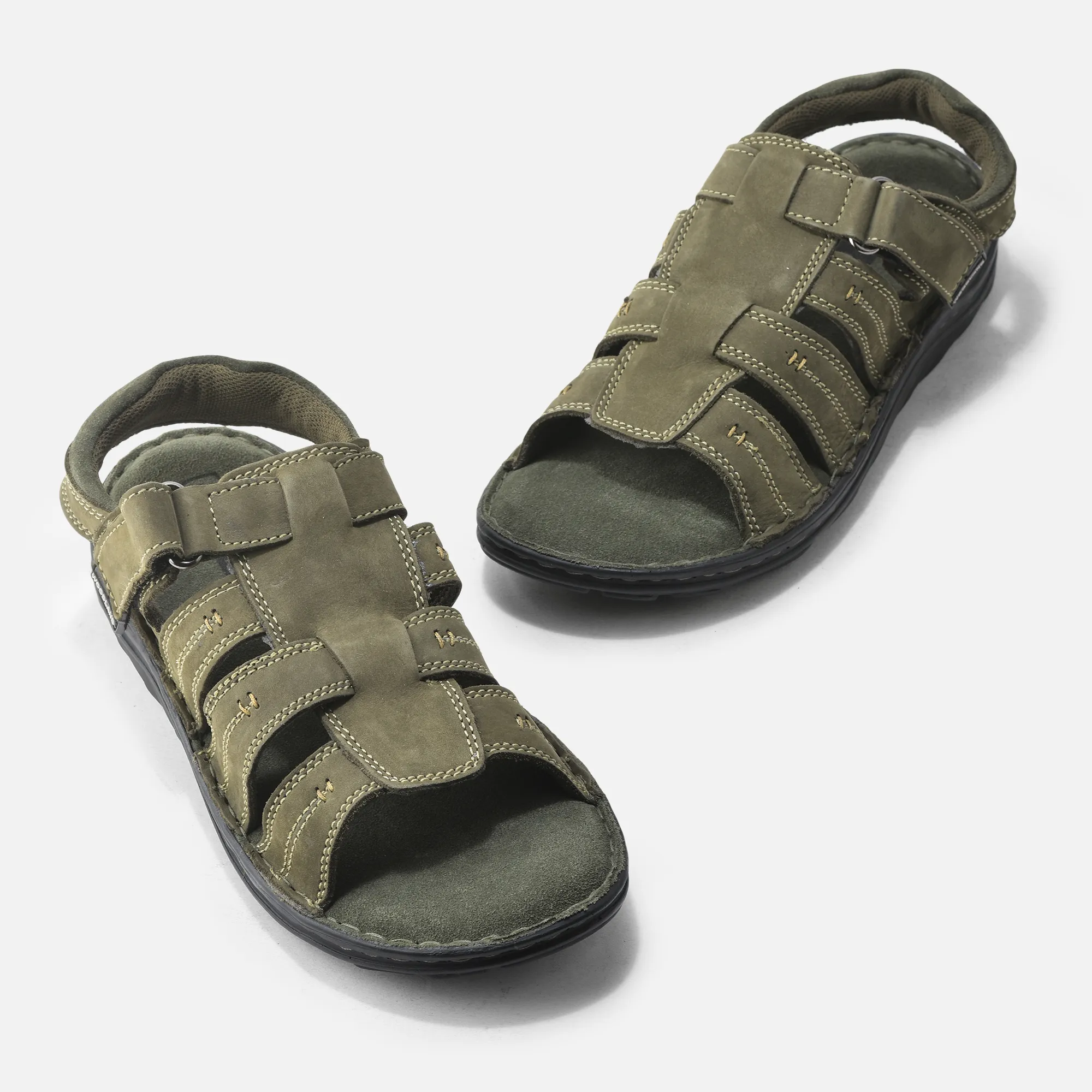 Olive Green Sandals for Men - Thumbnail 2
