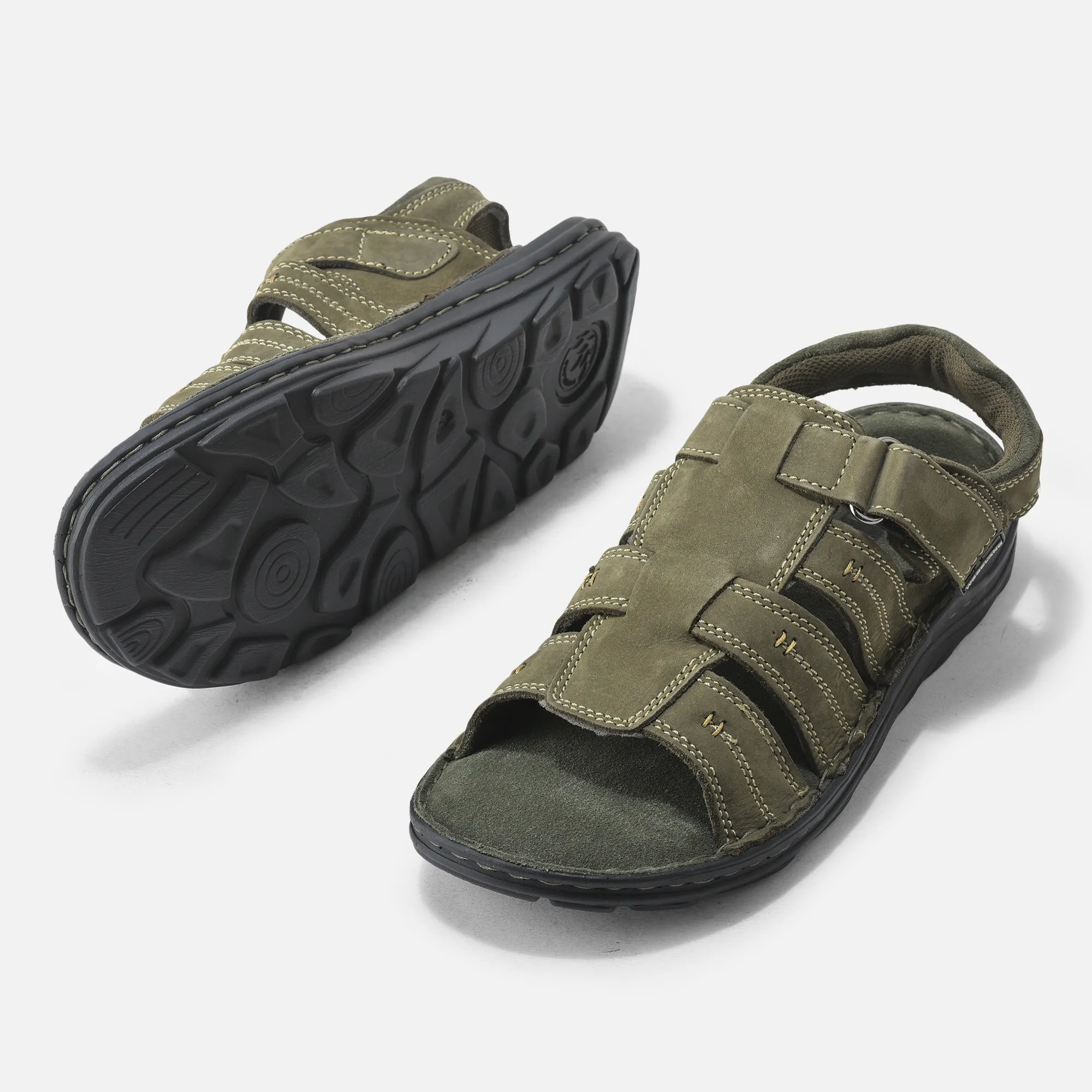 Olive Green Sandals for Men - Thumbnail 3