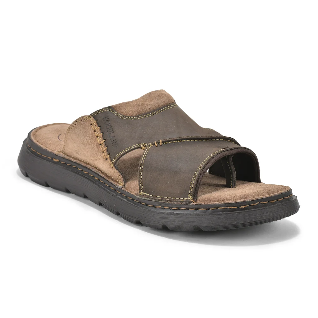 Dark Brown Nubuck Slippers for Men - Thumbnail 2