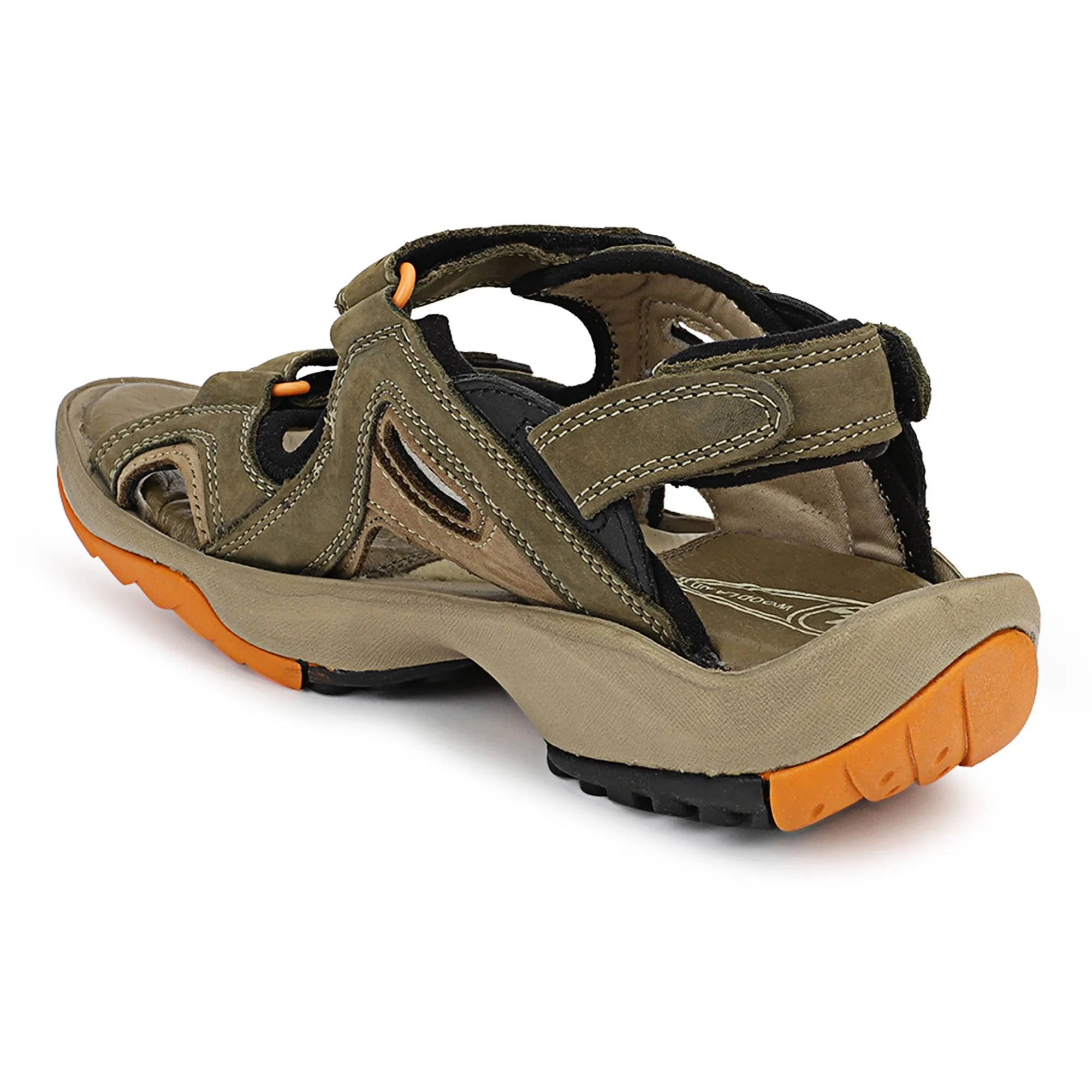 Olive Green Nubuk Oily Polished Mens Sandal - Thumbnail 5