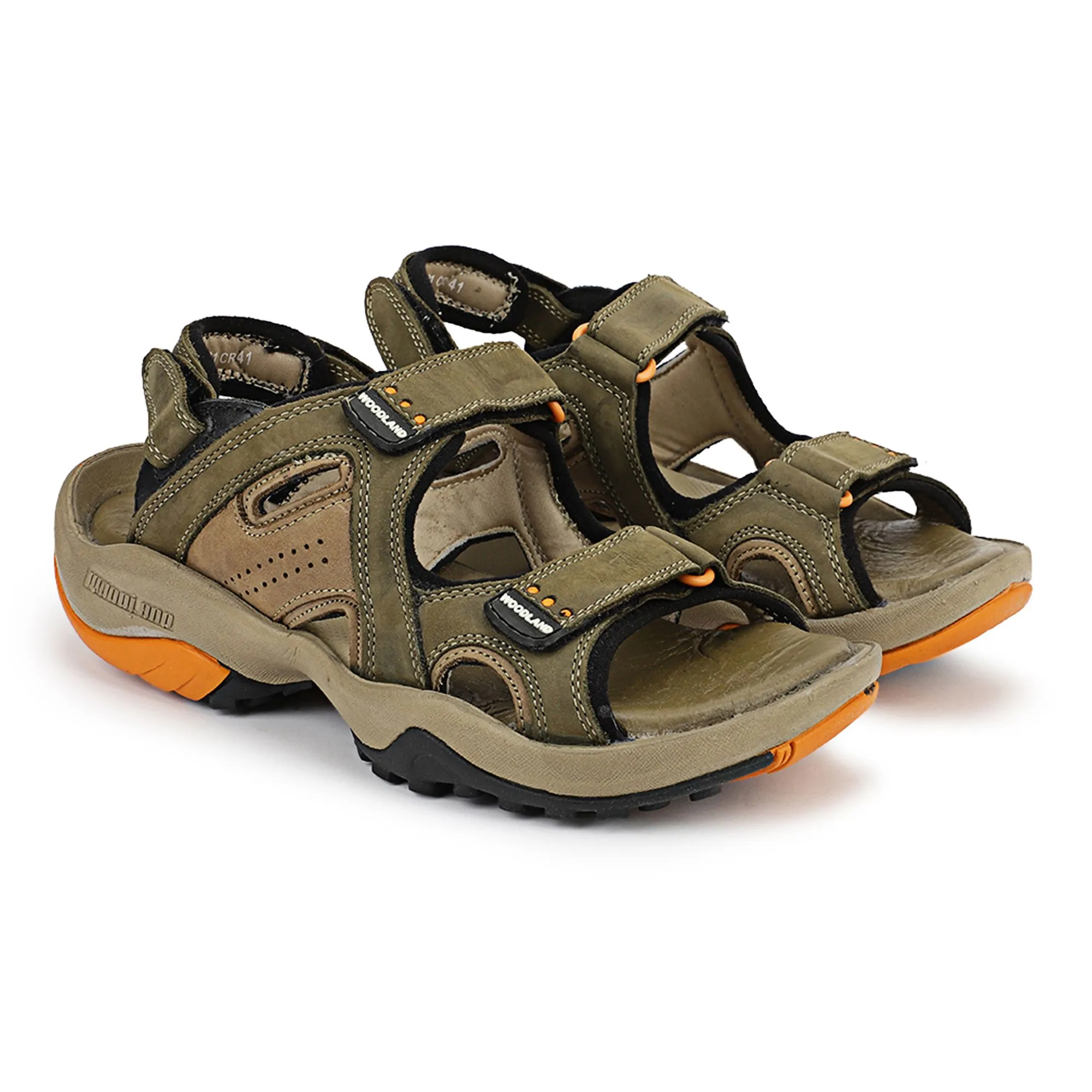Olive Green Nubuk Oily Polished Mens Sandal - Thumbnail 6