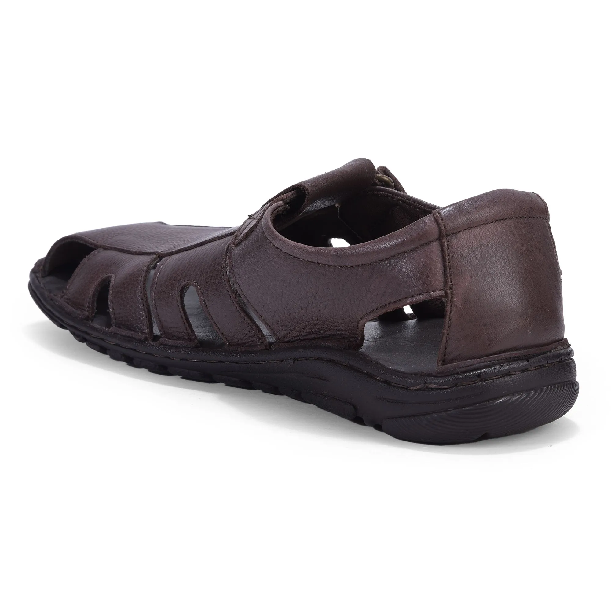 Dark brown closed toe sandals for men - Thumbnail 5