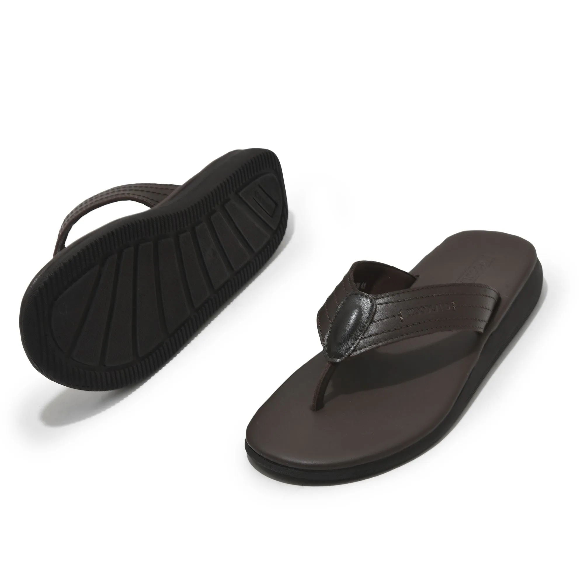 Brown Leather Slipper for Men - Thumbnail 4