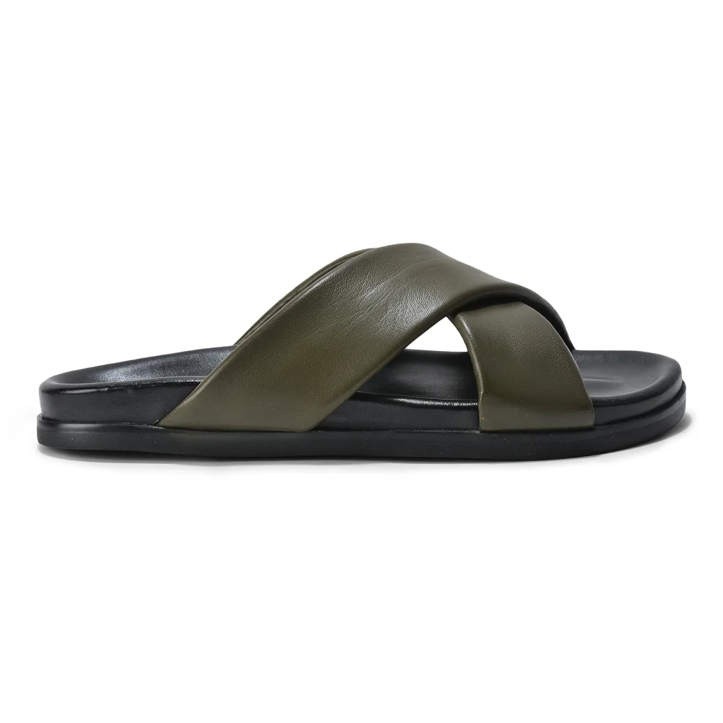 Olive Sheep Nappa Men’s Slippers by Woodland - Thumbnail 1