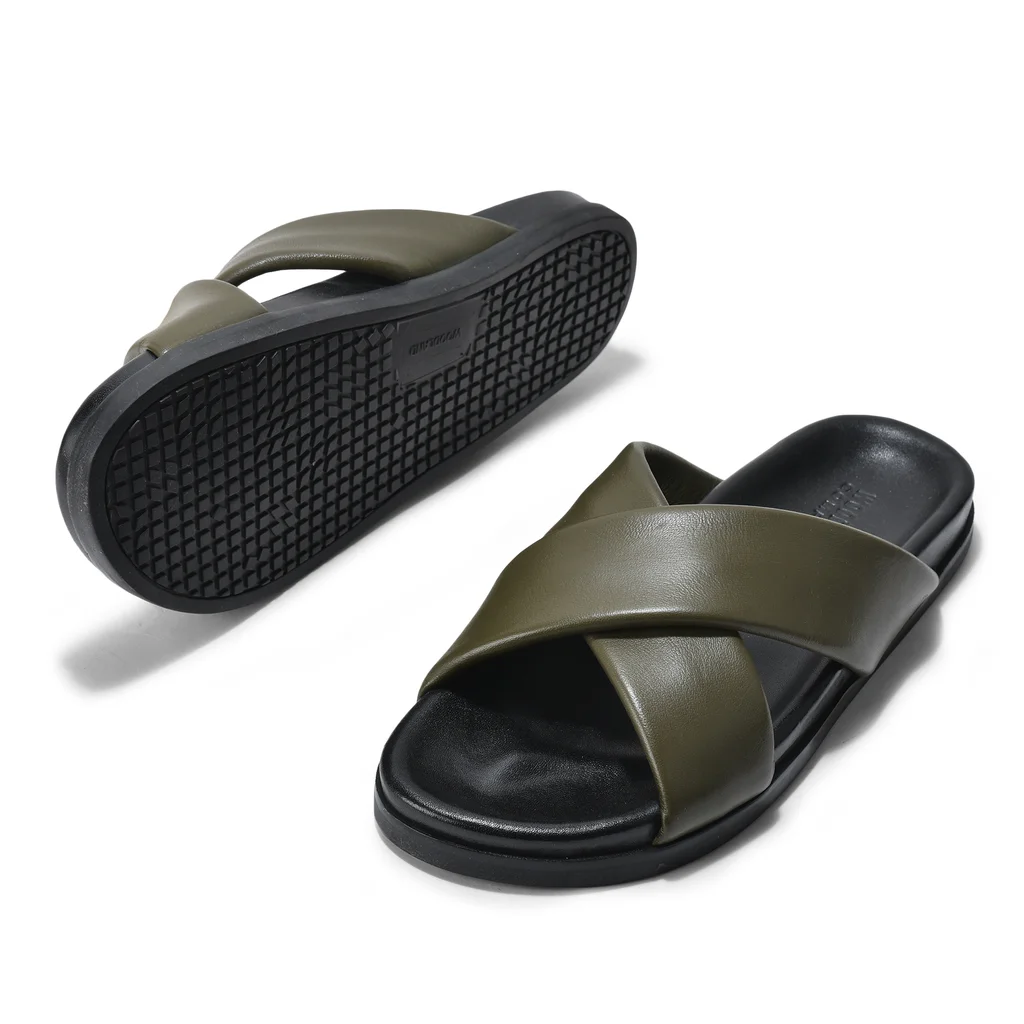 Olive Sheep Nappa Men’s Slippers by Woodland - Thumbnail 2