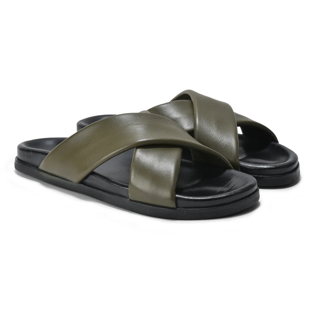 Olive Sheep Nappa Men’s Slippers by Woodland - Thumbnail 3