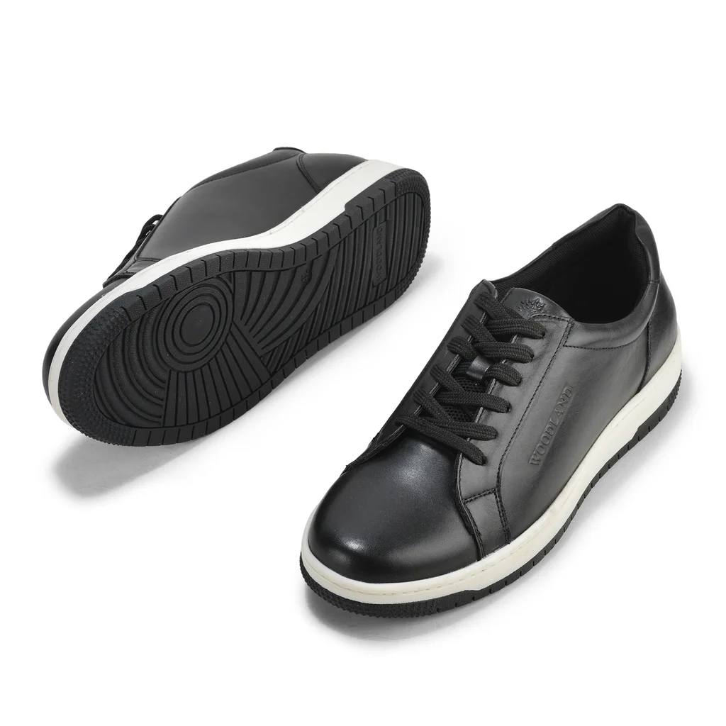 Woodland Men’s Black Softy Crust Casual Sneakers - Thumbnail 4