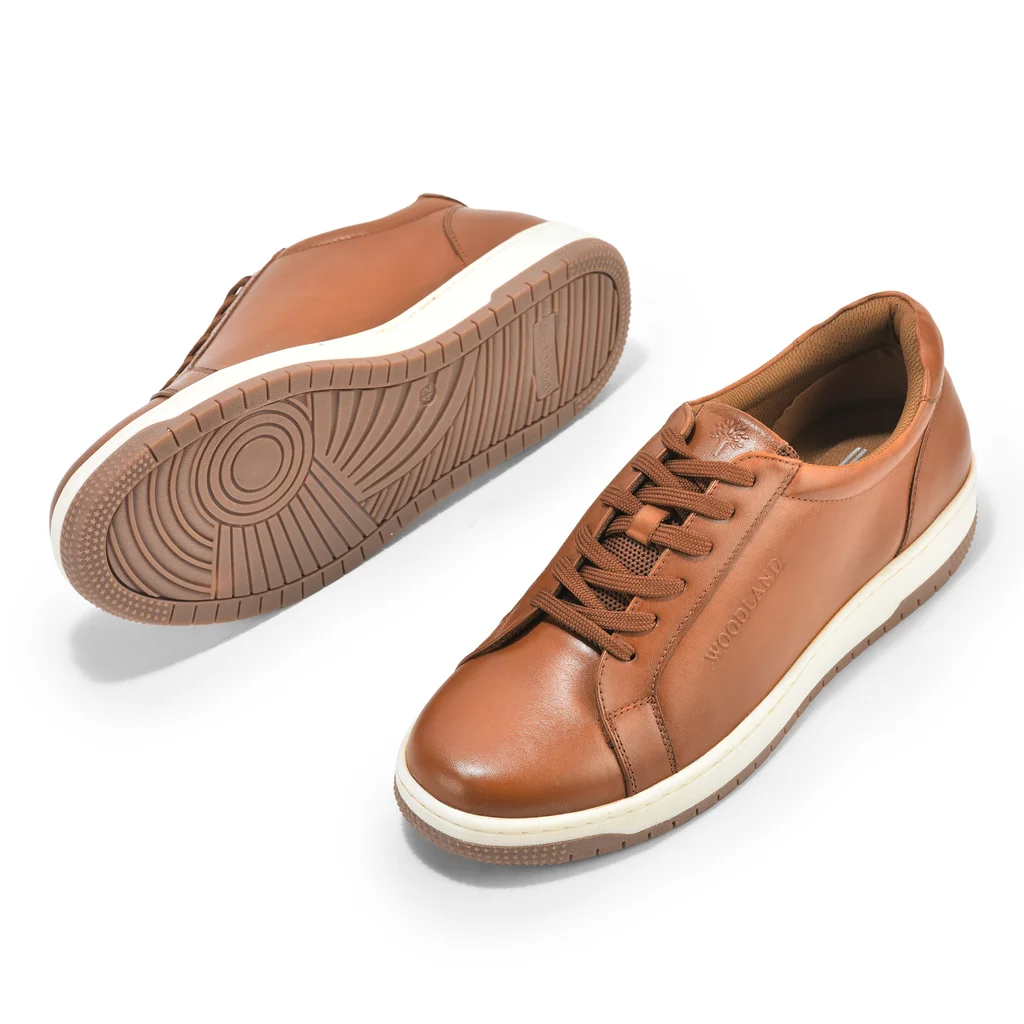 Woodland Men’s Tan Softy Crust Casual Sneakers - Thumbnail 4