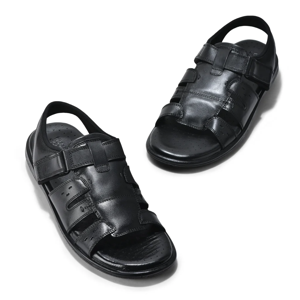 Classic Black Softy Crust Men’s Sandals by Woodland - Thumbnail 5
