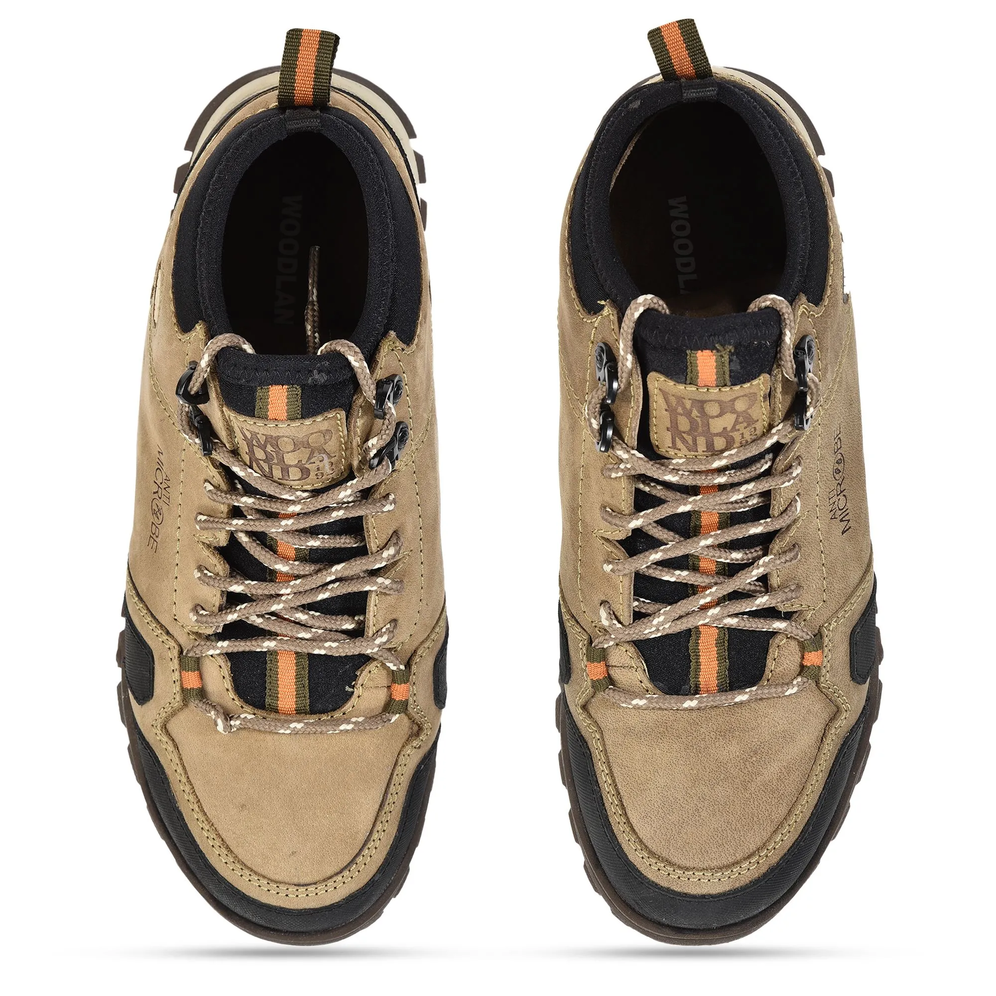 Khaki high ankle shoes for men - Thumbnail 3