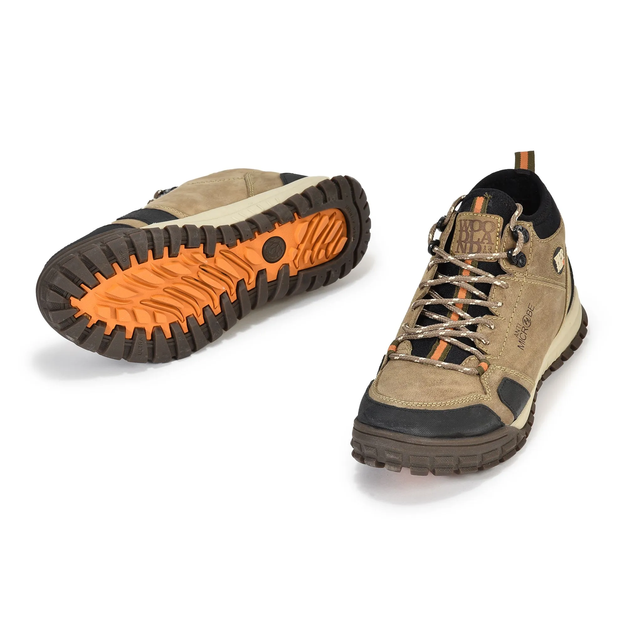 Khaki high ankle shoes for men - Thumbnail 4