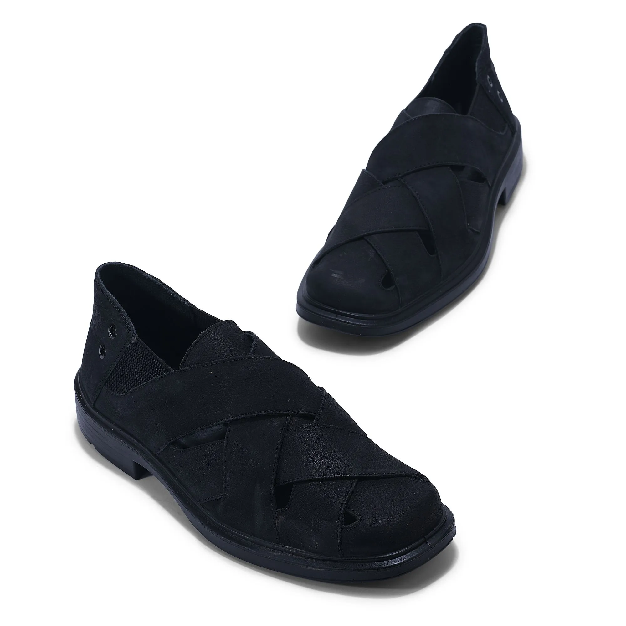 Black closed toe sandal for men - Thumbnail 2