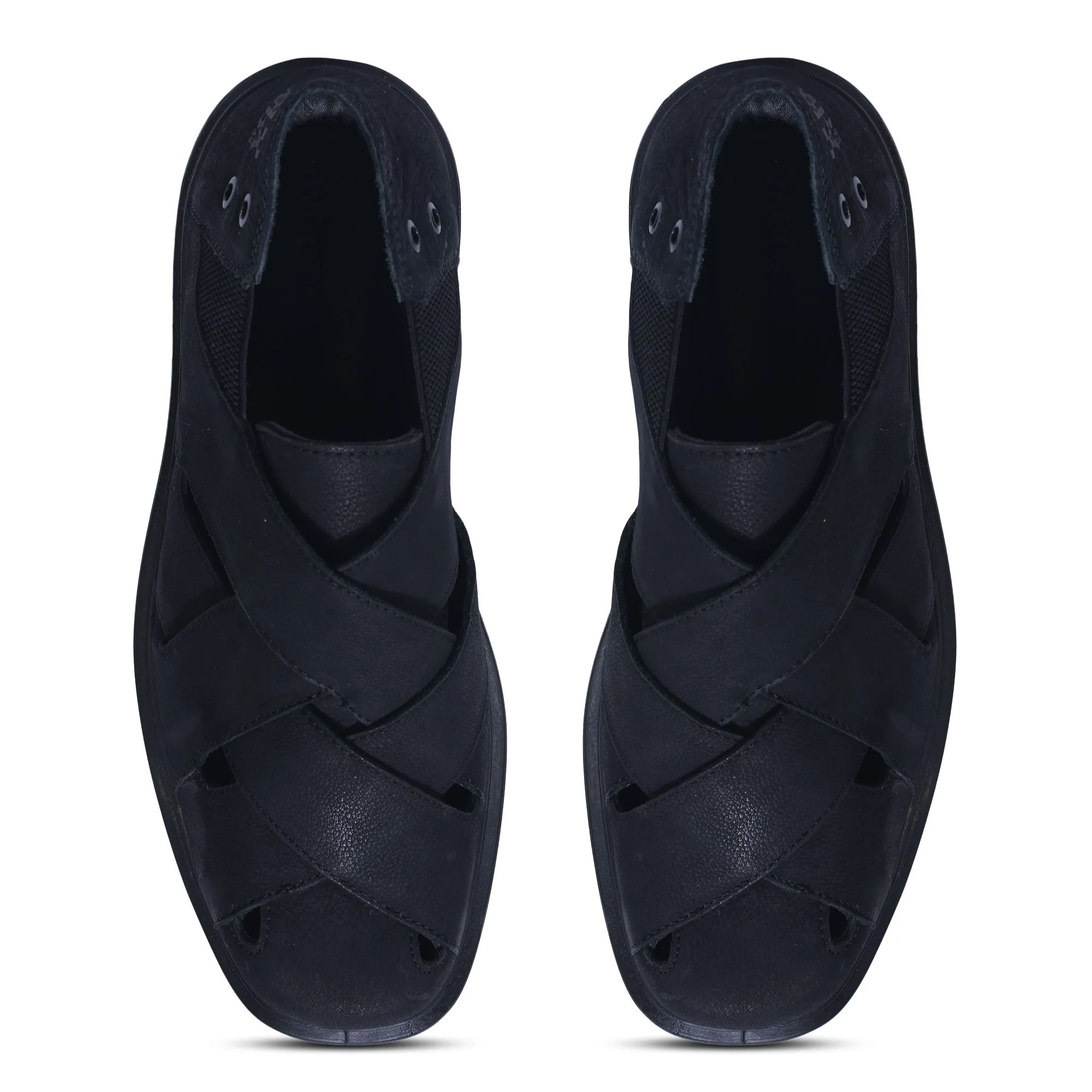 Black closed toe sandal for men - Thumbnail 3