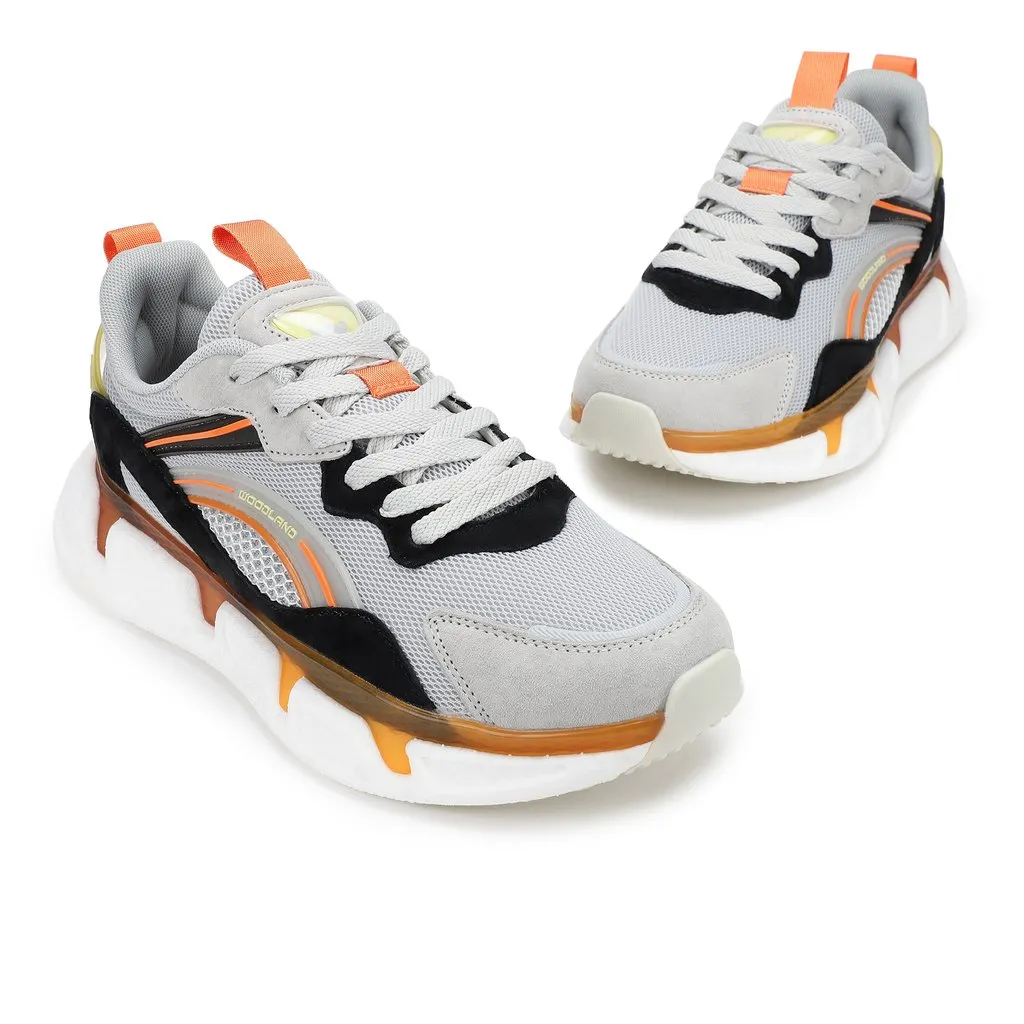 Lgrey/Orange Sports Shoes for Men - Thumbnail 2