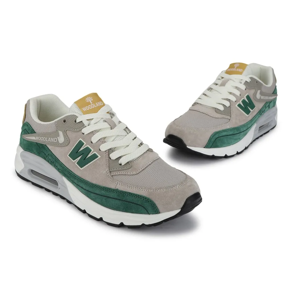 Woodland Men Grey/Green Lightweight Mesh Sneakers - Thumbnail 2