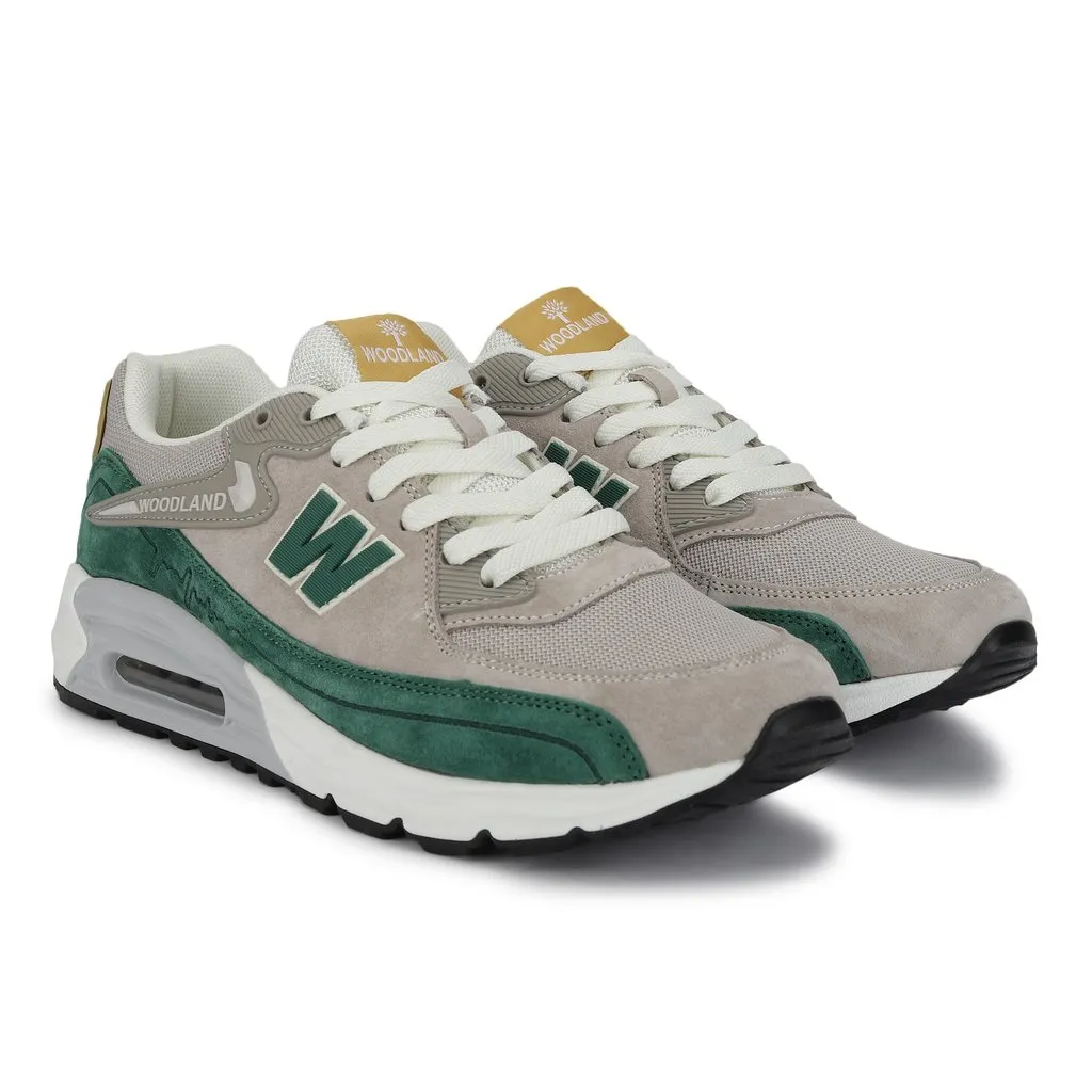 Woodland Men Grey/Green Lightweight Mesh Sneakers - Thumbnail 4