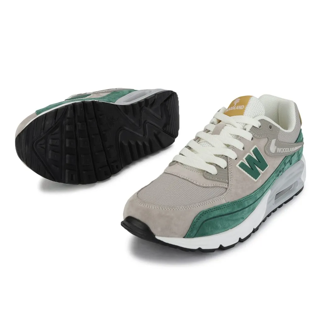 Woodland Men Grey/Green Lightweight Mesh Sneakers - Thumbnail 5