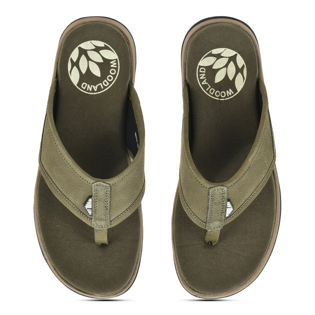 Woodland Men’s Olive Green Rubber Slippers - Thumbnail 5
