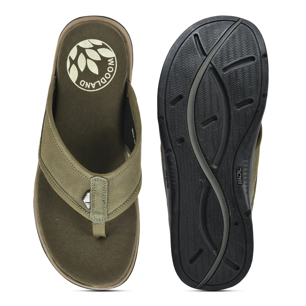 Woodland Men’s Olive Green Rubber Slippers - Thumbnail 6