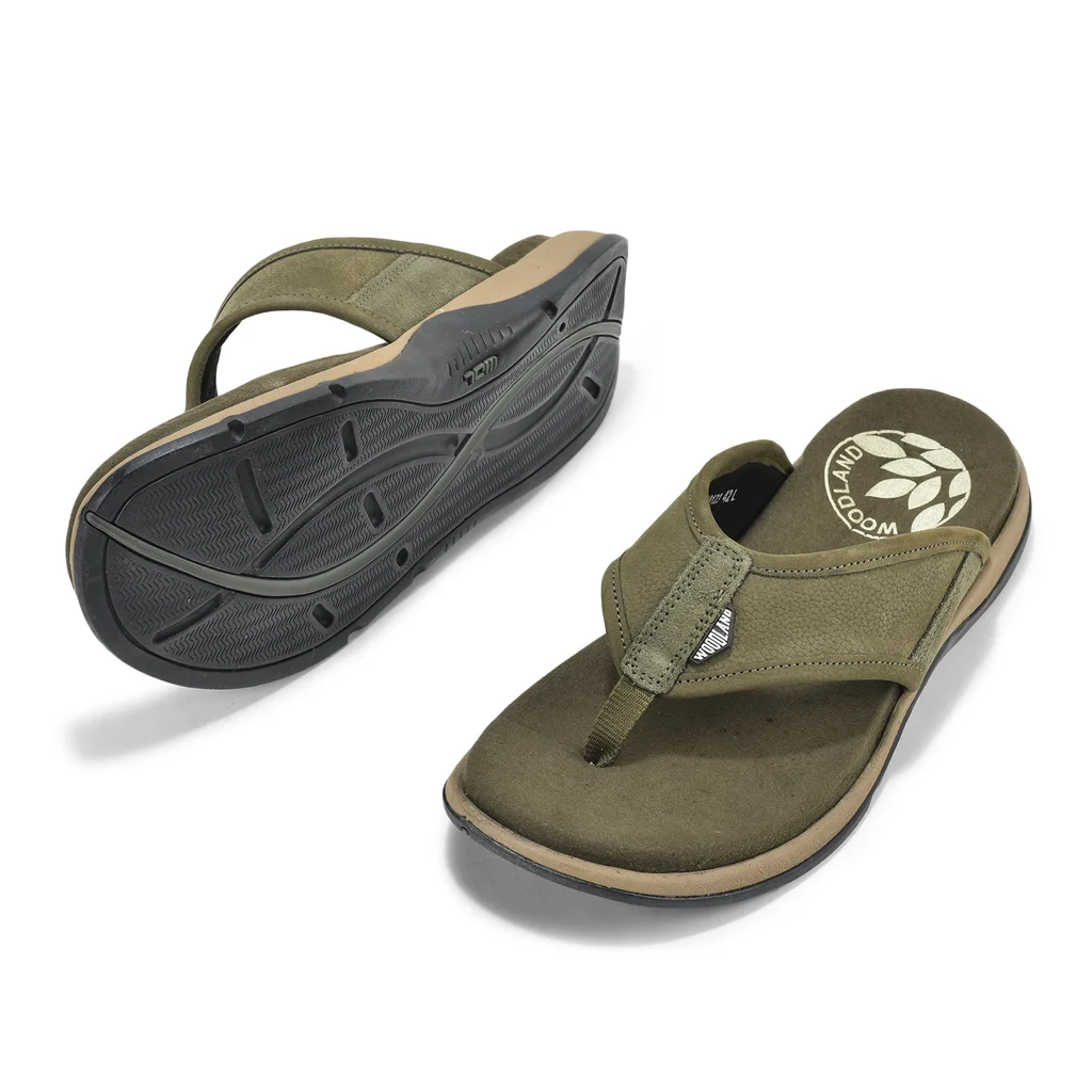 Woodland Men’s Olive Green Rubber Slippers - Thumbnail 7