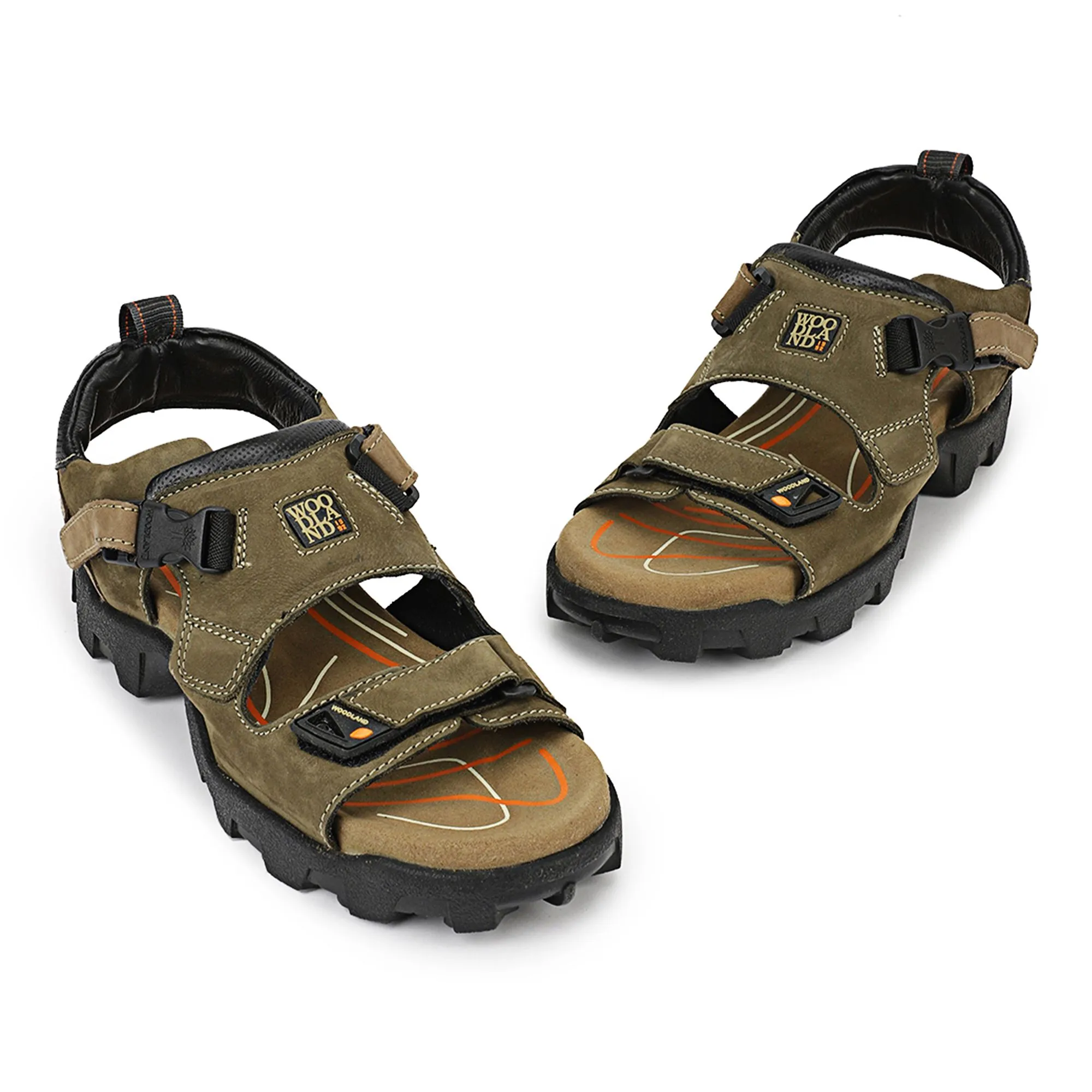 Olive Green Nubuk Disel Milled Mens Sandal - Thumbnail 2