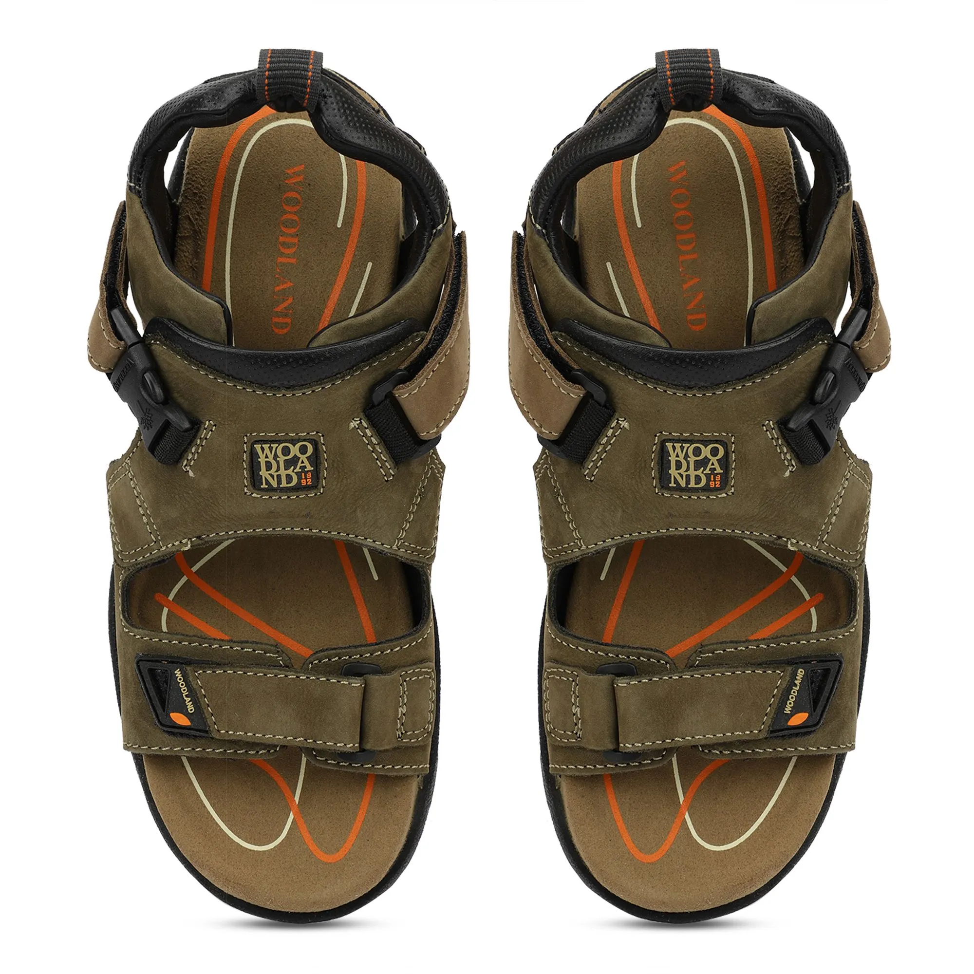 Olive Green Nubuk Disel Milled Mens Sandal - Thumbnail 3