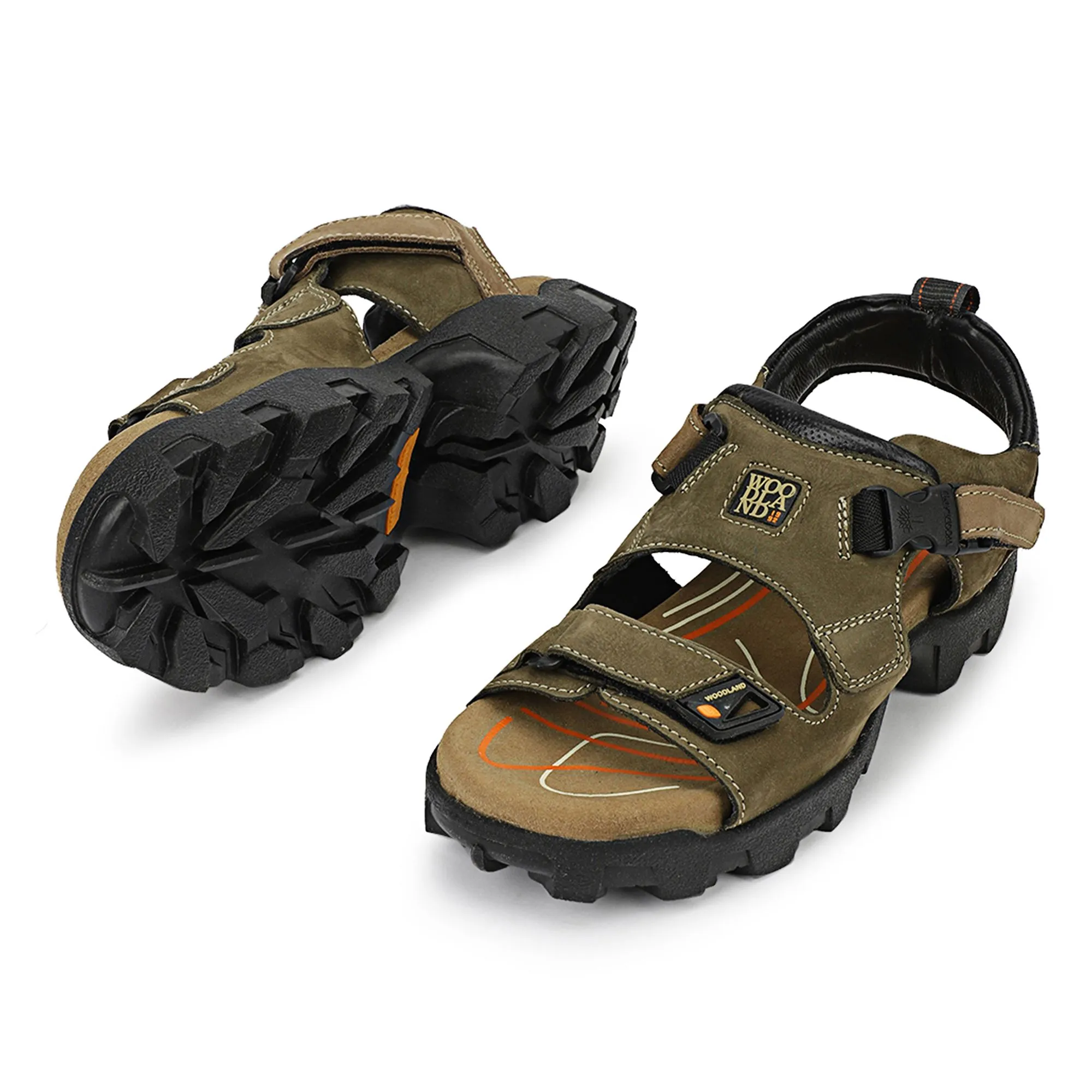 Olive Green Nubuk Disel Milled Mens Sandal - Thumbnail 4